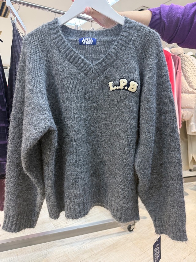 【10/下旬〜11/上旬入荷次第お届けのご予約】 L'ours Polaire et Bleu/ルスポレール&ブリュ ウール混Vネックニット 26318120