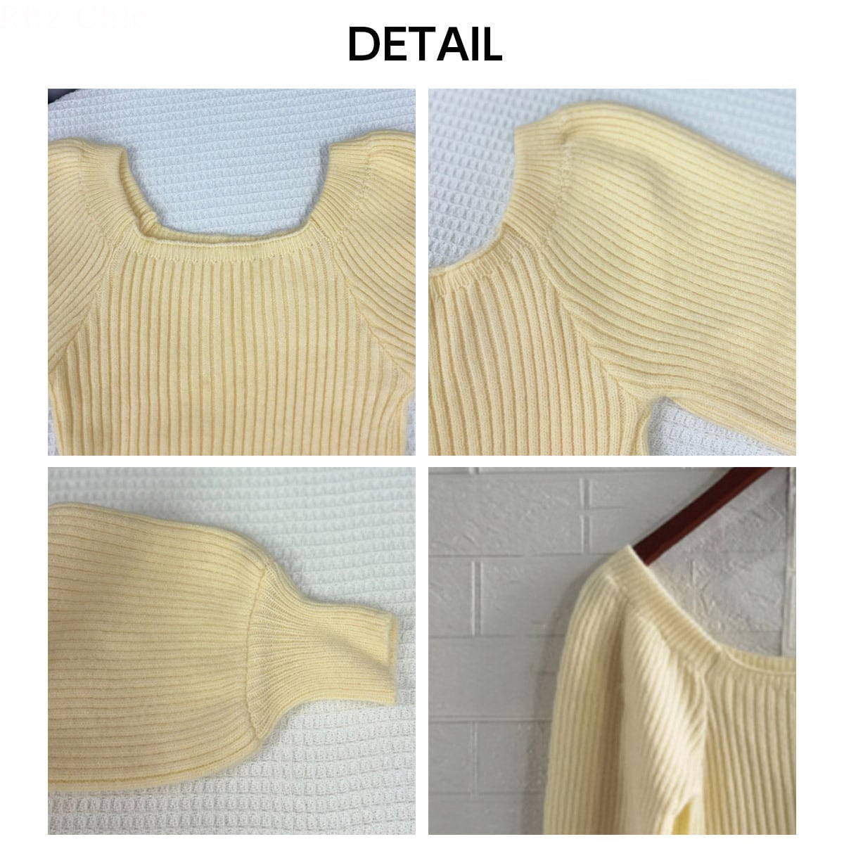 リブニット ワンピース 長袖 レディース 韓国 きれいめ おしゃれ 大人 かわいい ミニワンピース ゆったり スクエアネック パフスリーブ 大人可愛い 大人女子