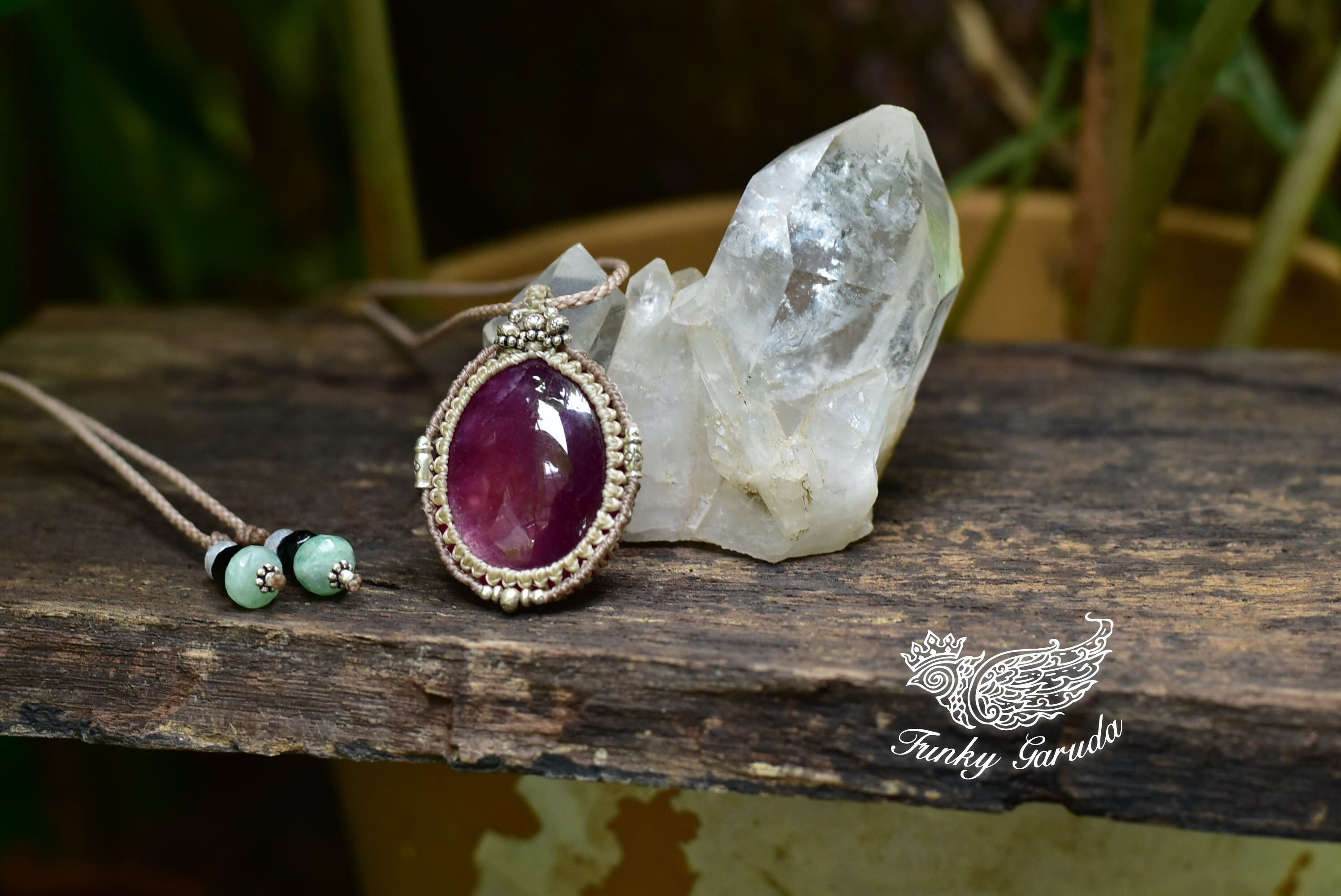 紅色の奇跡★高品質シラー★ルビー マクラメペンダントruby011