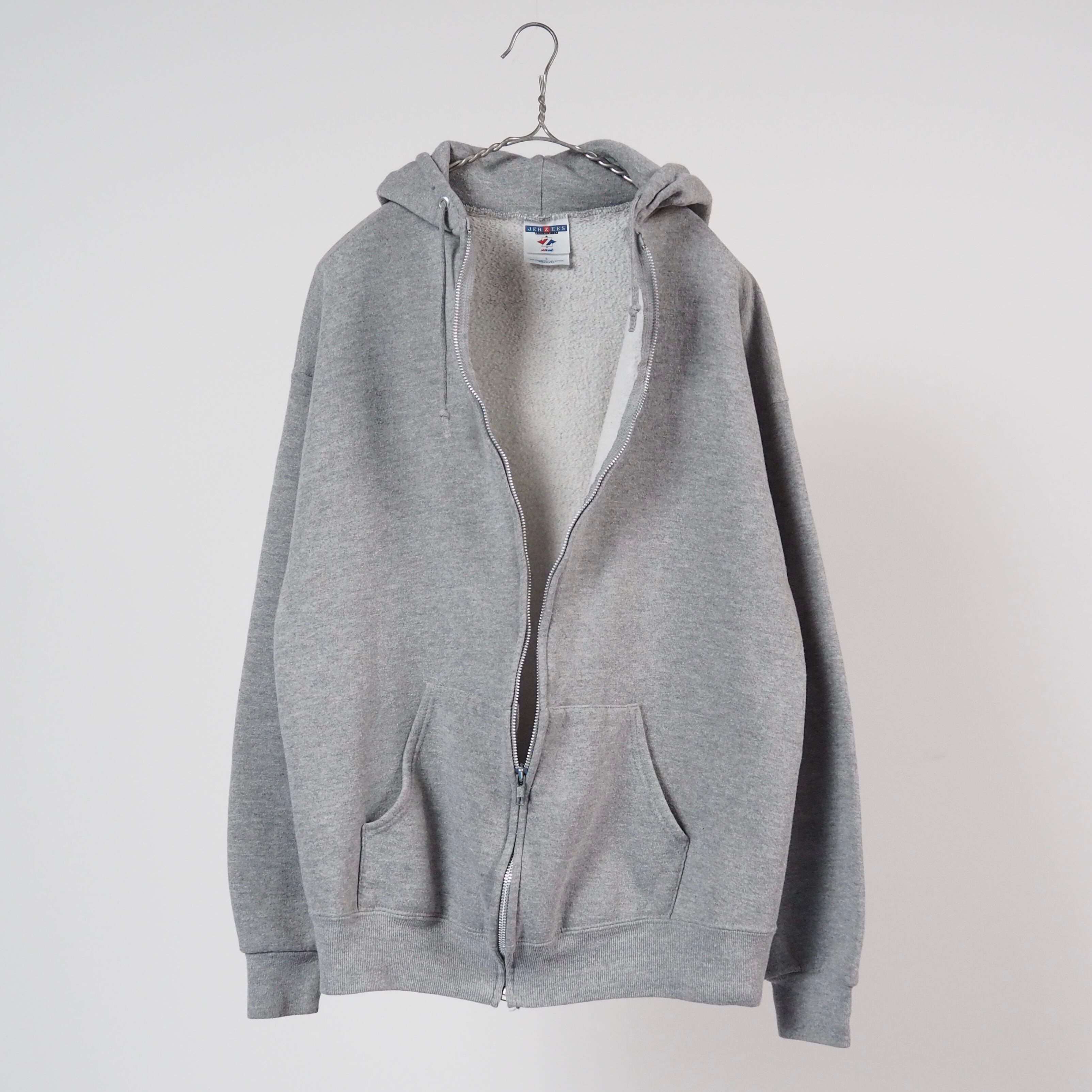JERZEES by RUSSELL zip up sweat hoodie L USA製 ジップアップパーカー グレー