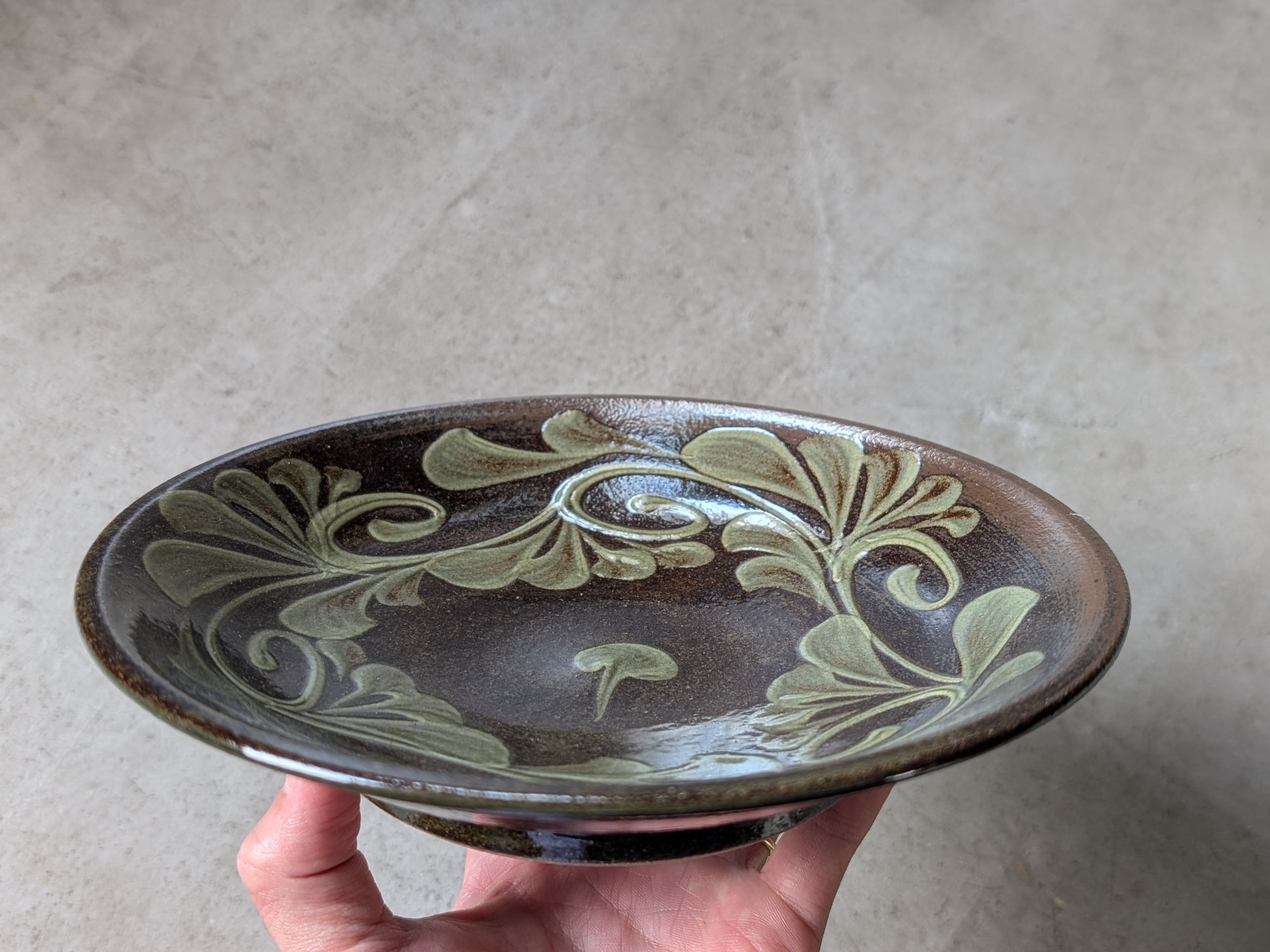 沖縄 一翠窯 飛びカンナ 7寸皿 4枚