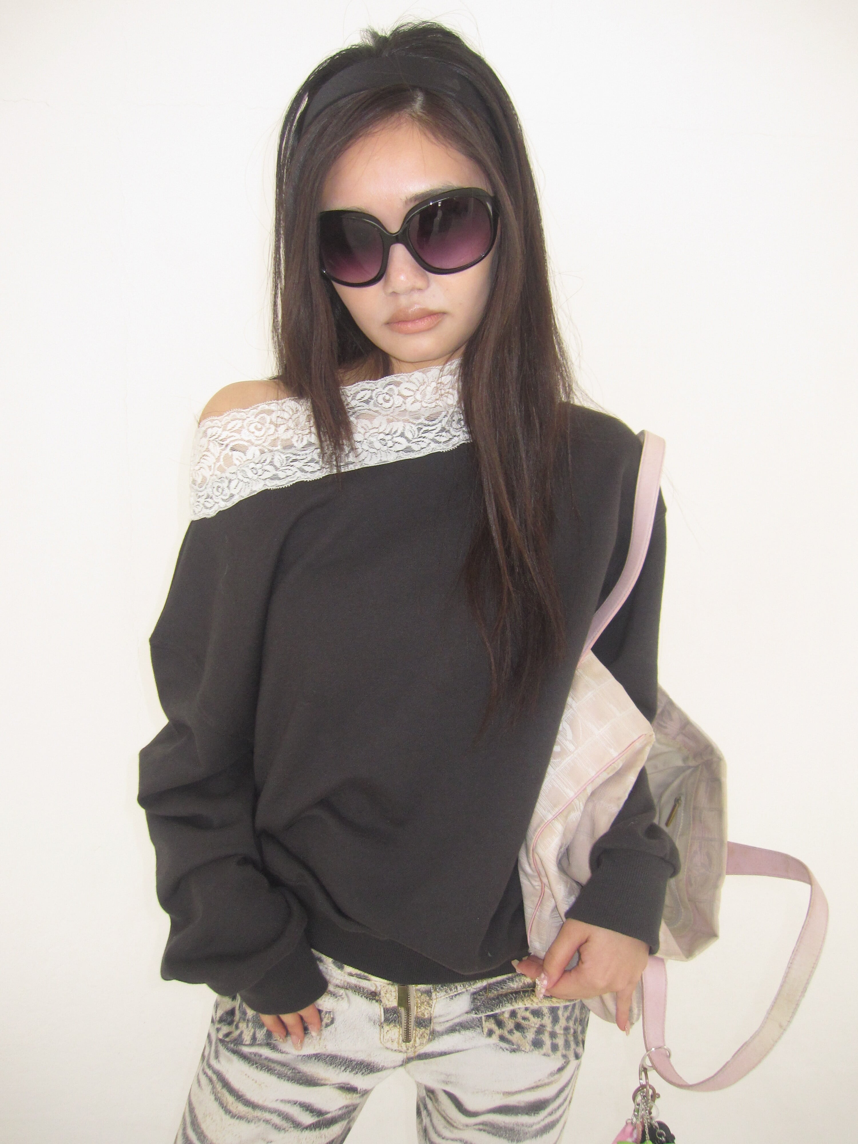 トップス Dlys Off shoulder sweat shirts charcoal Dlys Off shoulder sweat shirts charcoal | n.k atelier