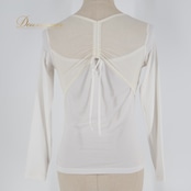 社交ダンス 衣装 トップス ブラウス ホワイト系 チャコット Chacott 白 ラインストーン キラキラ 長袖 伸縮 ストレッチ レッスン 練習 メッシュ生地 透け感 上品 かわいい シンプル 爽やか リボン