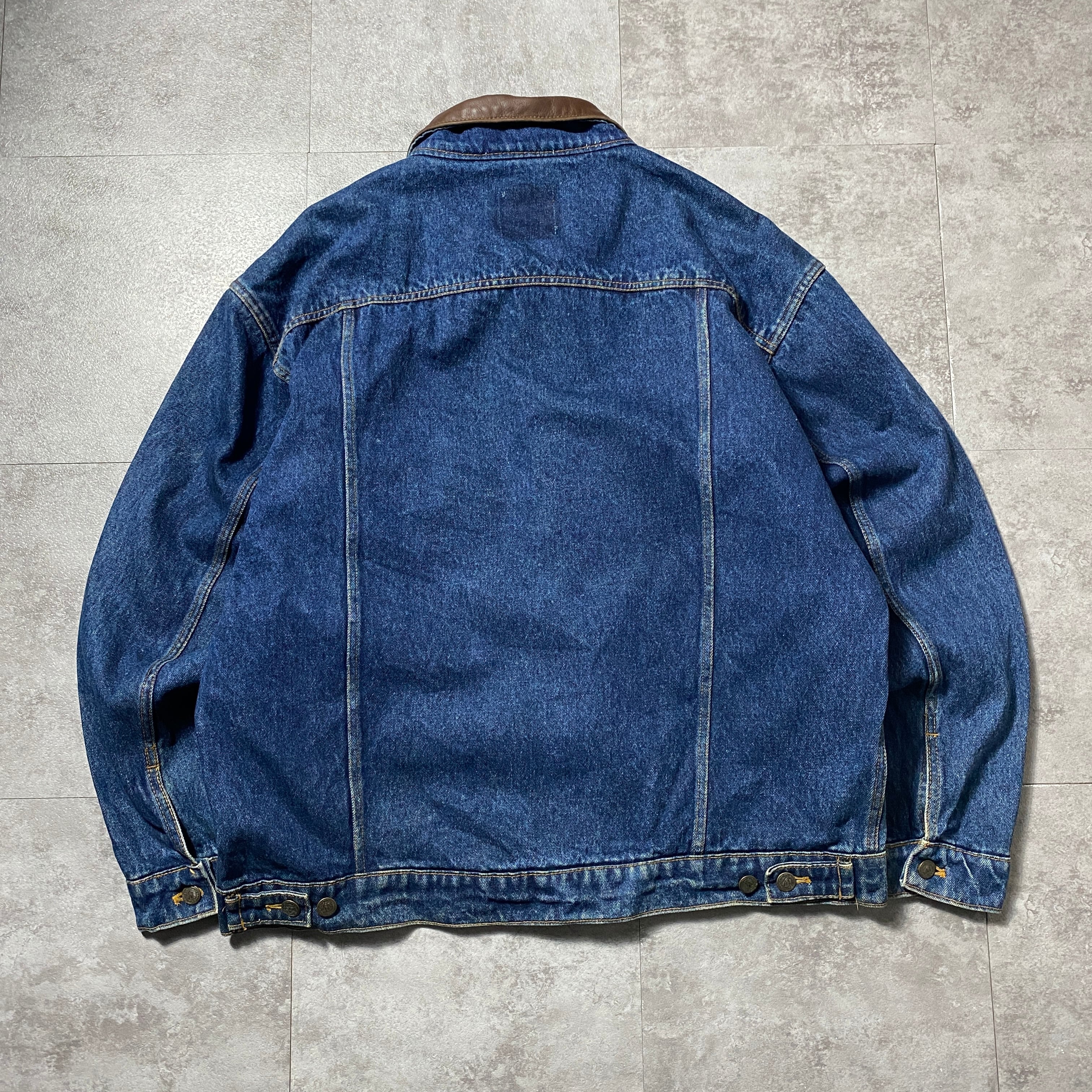 Size.XL】90's Marlboro マルボロ レザー襟 デニムジャケット