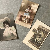 1900s france antique 永遠の少女と少年 ポストカード 3p