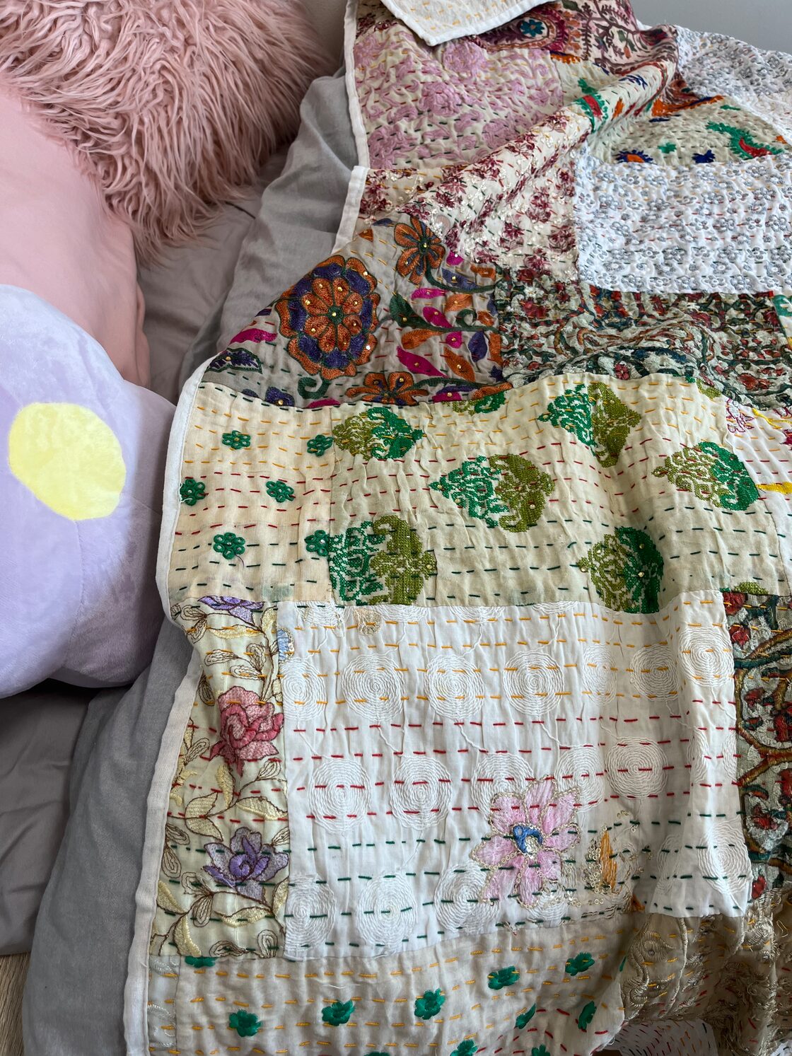 ハンドメイド ベッドカバー パッチワークキルト タペストリー 巨大  