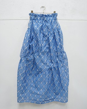 Sheer Jacquard Drost Gather Skirt (Blue)