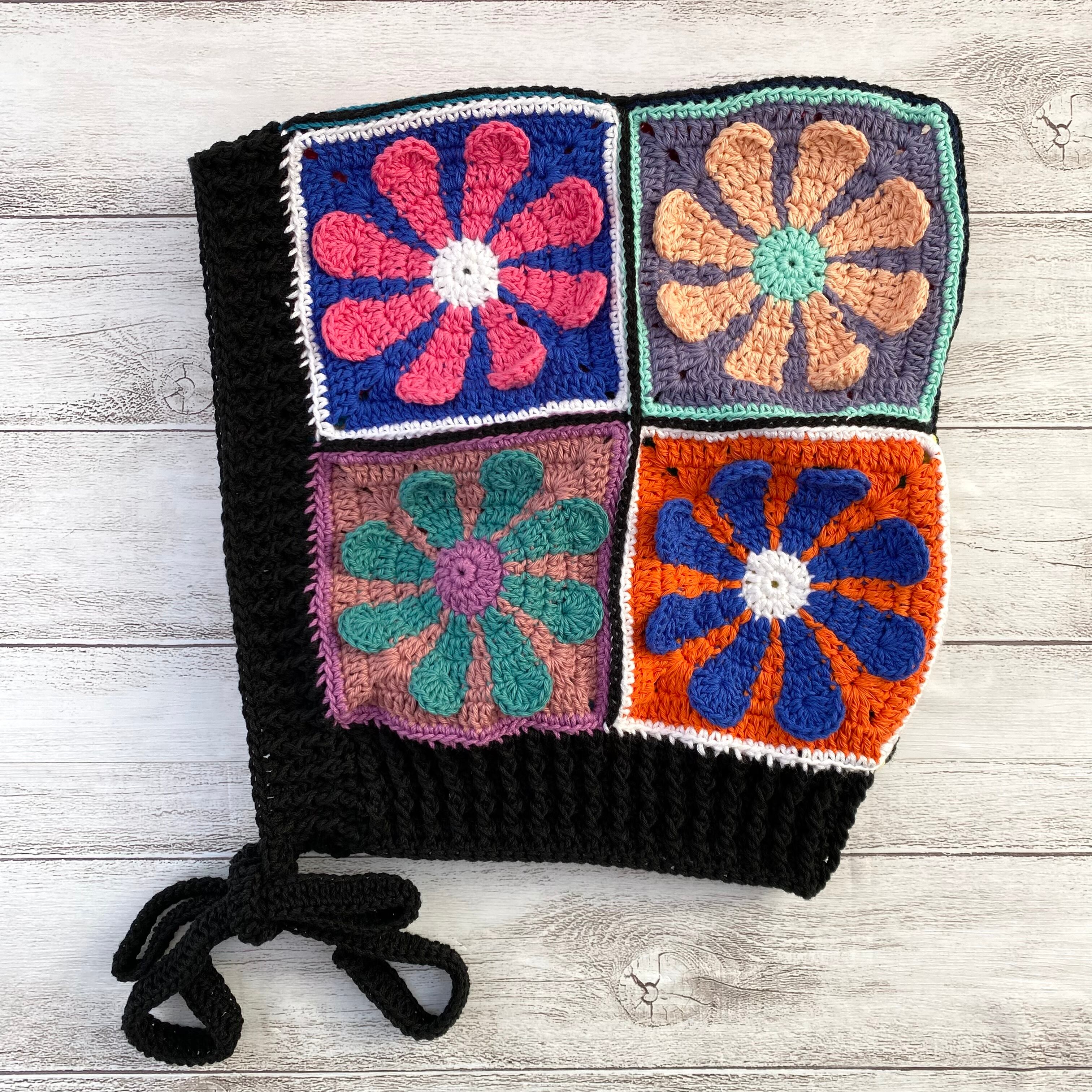 NO.3122057】クロシェ編み ニットフード ブラックベース | polepole31