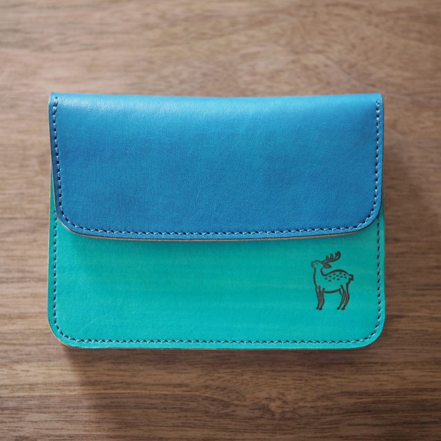 蛇腹ポケット財布（水縹×瑠璃 / MIZUHANADA x RURI） 名入れ ギフト 贈り物 鹿