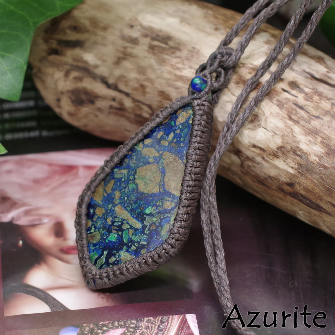 レア☆『アズライト』ドルジーマクラメ編トップネックレス2 公式 聖者