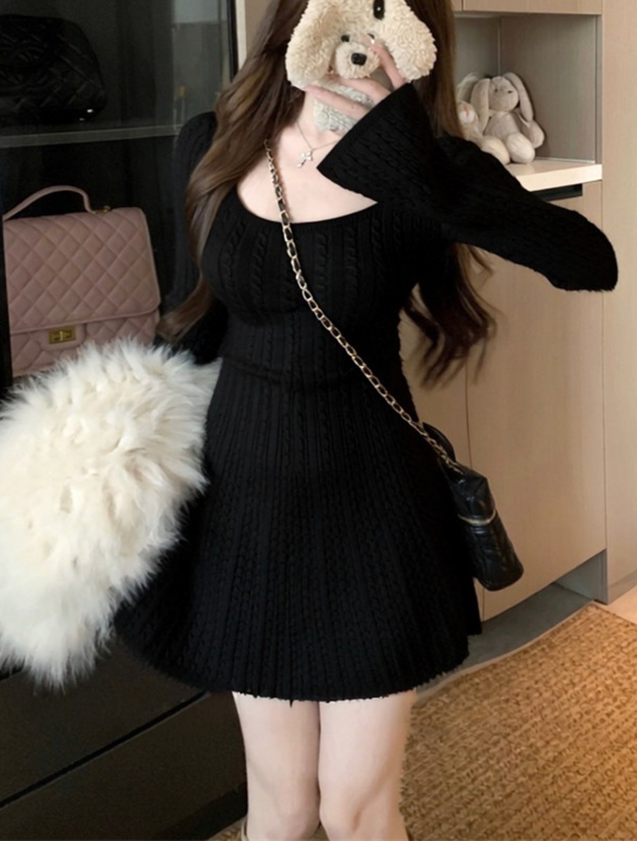 ウエストシェイプ ニットワンピース LK1803