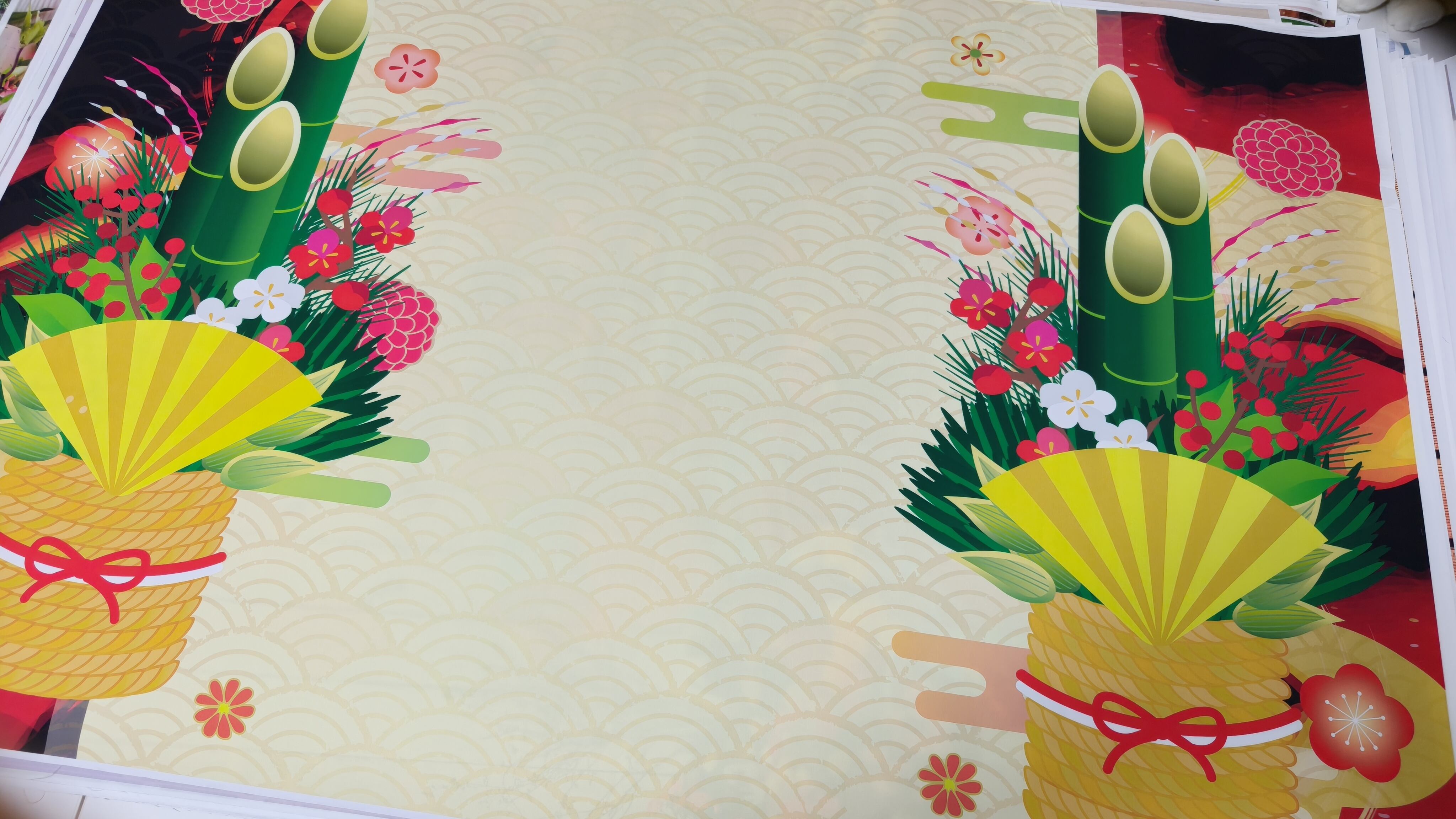 背景布 【 お正月C 】門松、しめ縄、しめ飾り、桜、梅の花、襖 | みみ