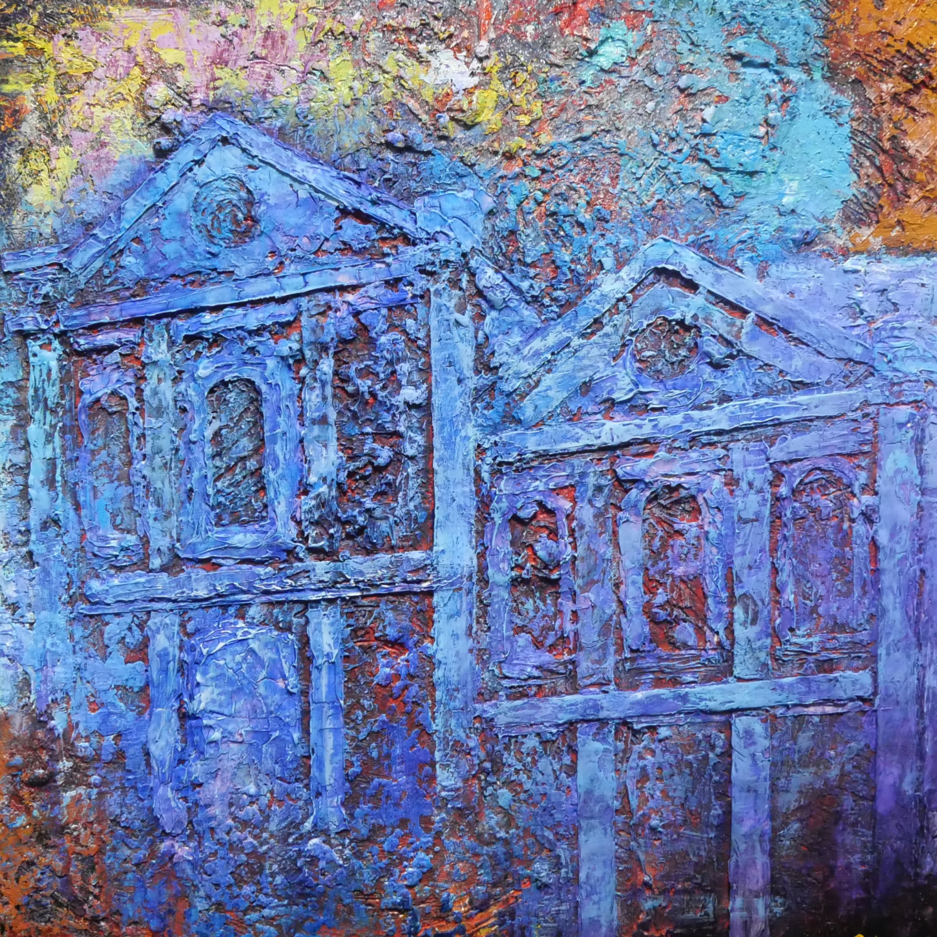 油絵 油彩 油彩画 絵 絵画【春景色の中で桜に立つ鹿】 | HIROSHI1990