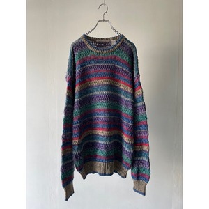 90's multi color border knit