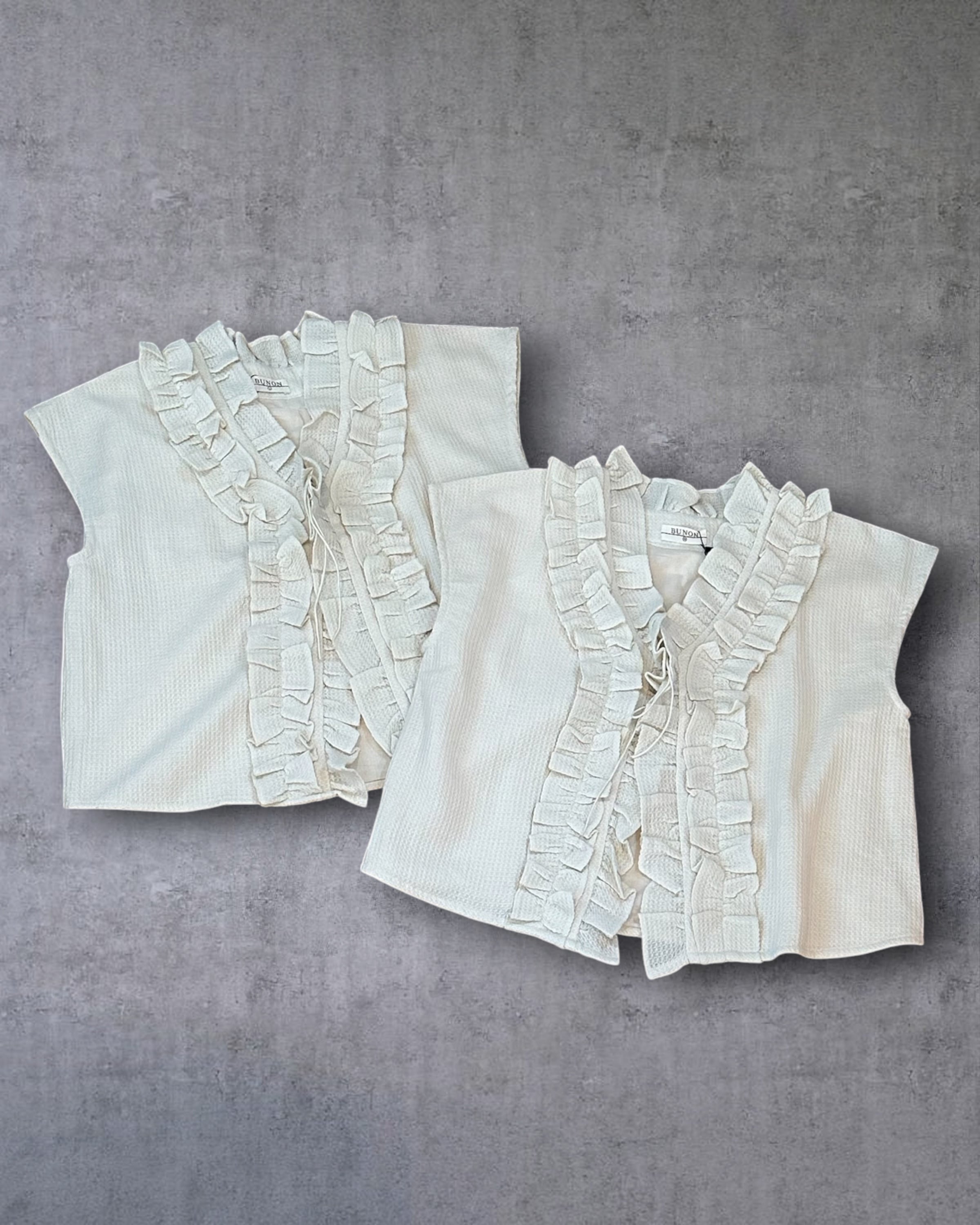 BUNON　Khadi Wool Waffle Frill Gilet（Ecru）
