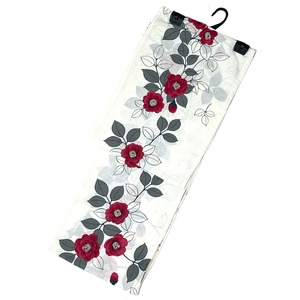 浴衣ジェンヌ 浴衣 単品 オフホワイトに赤の椿 ゆかた レディース浴衣