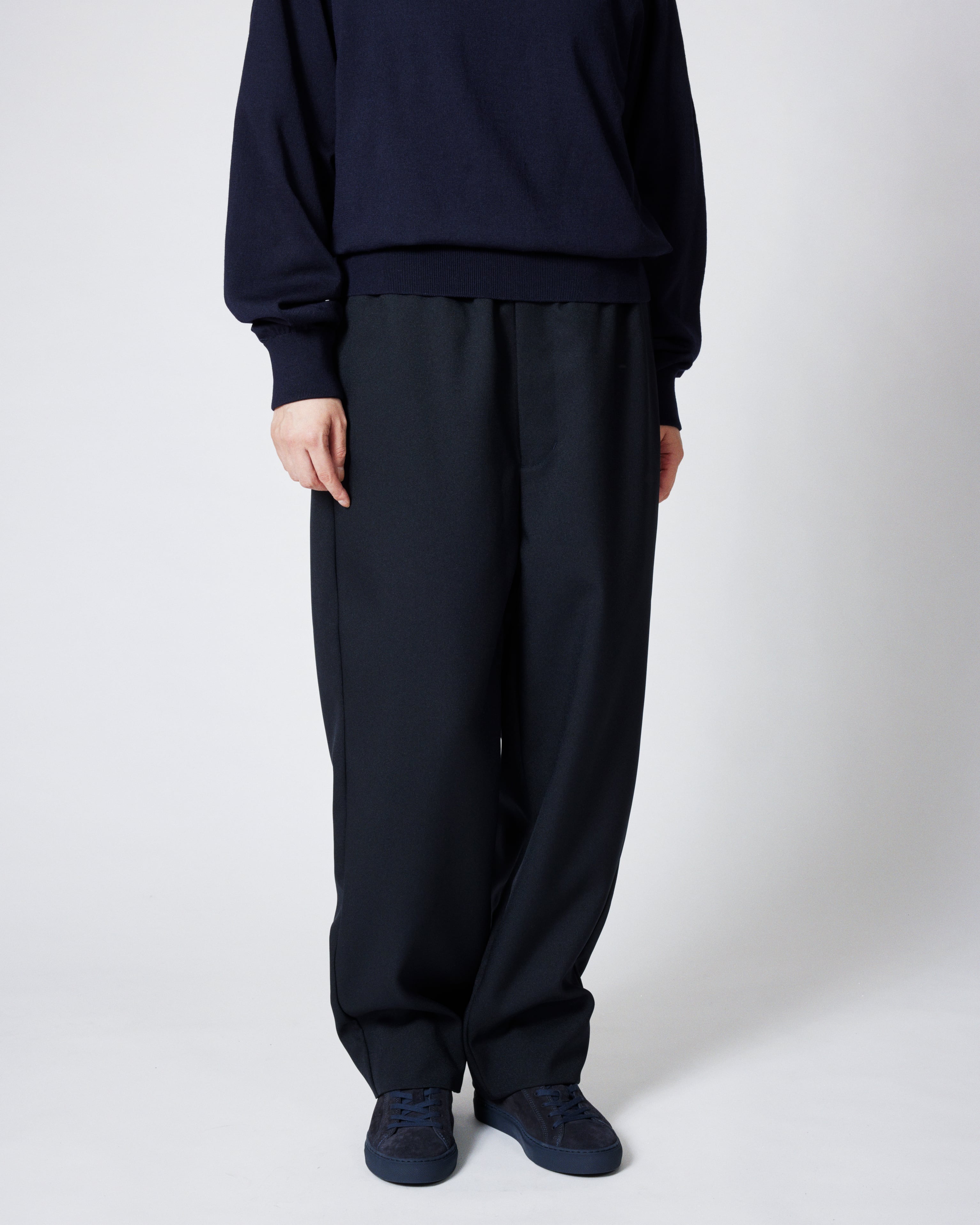 everyone polyester twill easy slacks (NAVY) | everyone