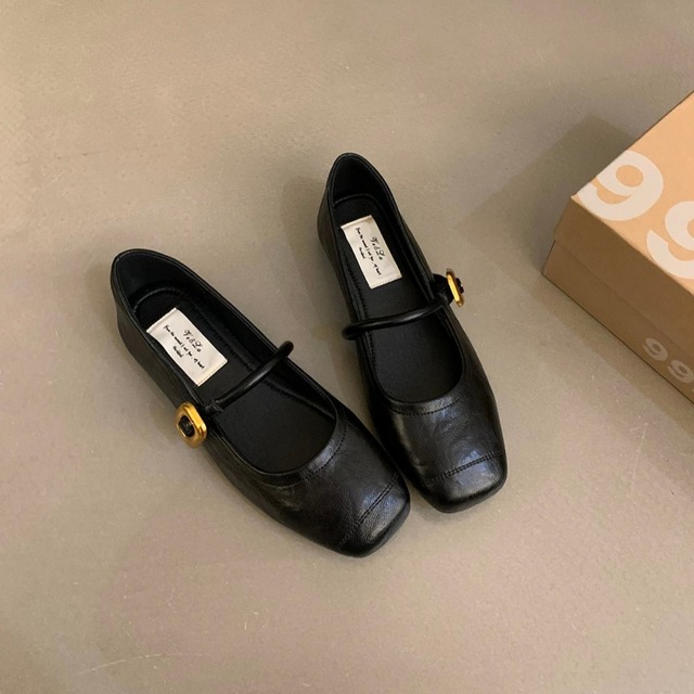 バックルベルト フラットパンプス　W00306