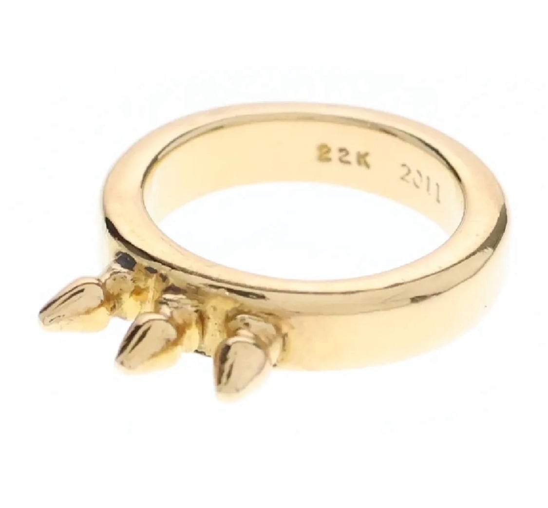 CHROME HEARTS クロムハーツ 22K BBY BLL 3SPKS ベビーベル 3スパイク ゴールドリング 指輪