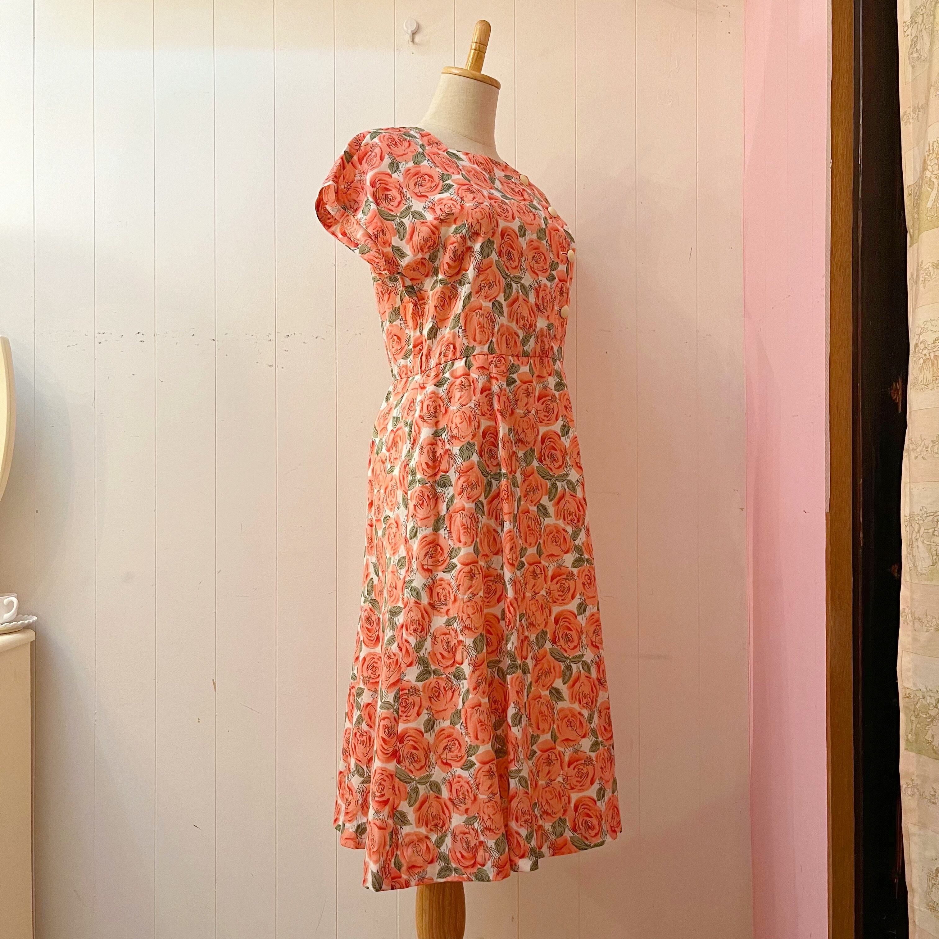 pink rose square neck one-piece