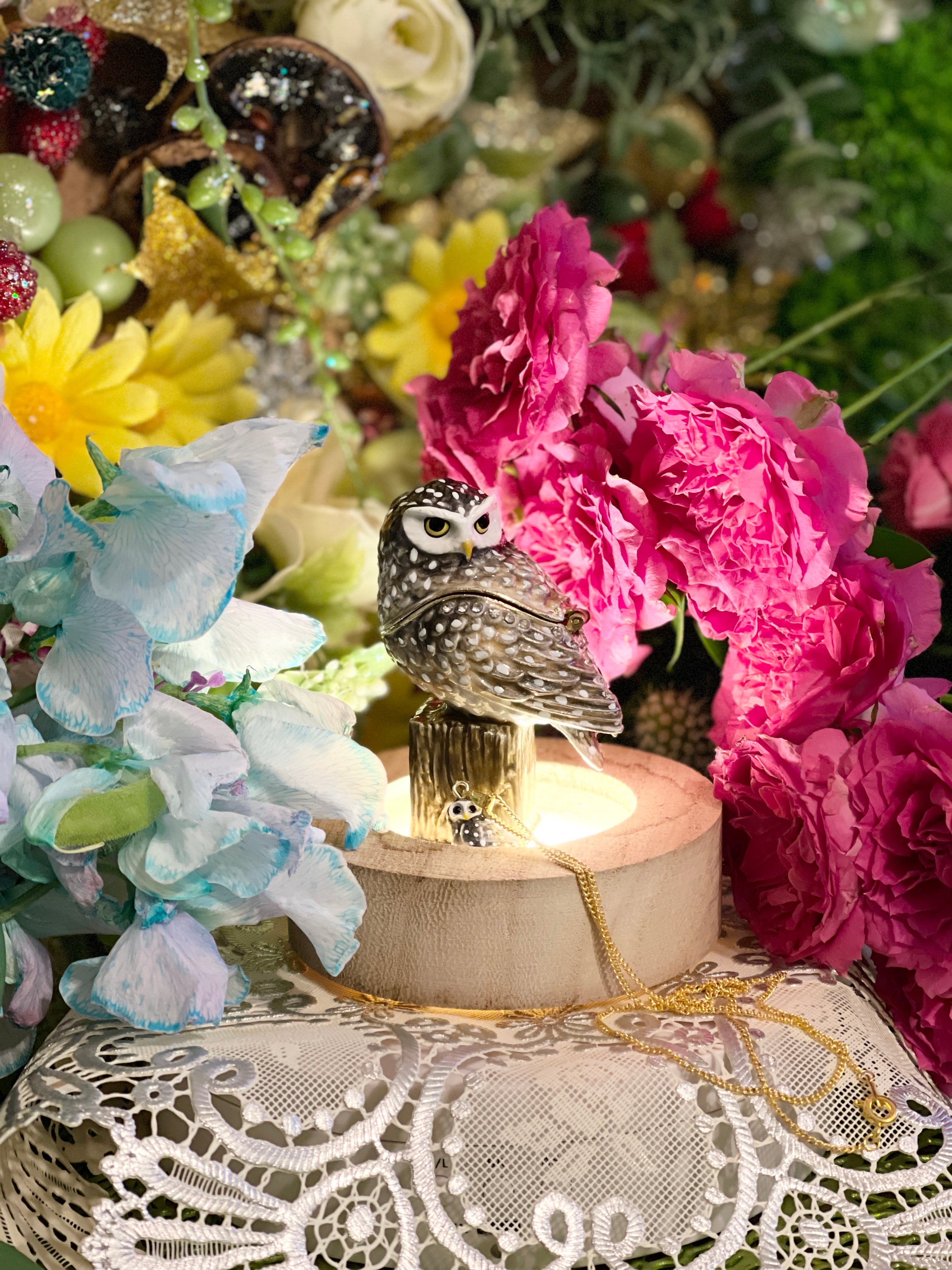 ロイヤルポーセリン フクロウ 親子3羽 インテリア 招福 開運 縁起物