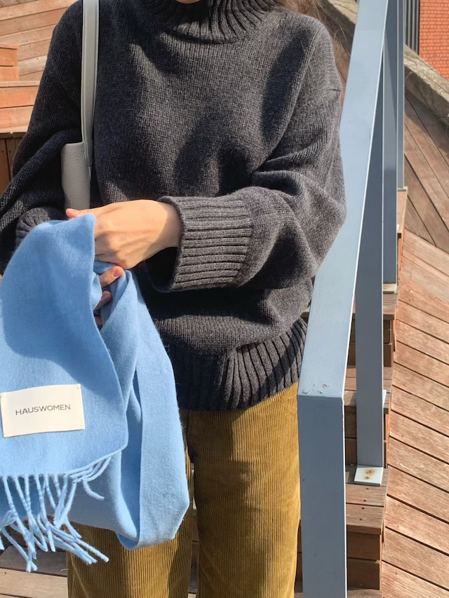 (即納) HAUS / Solid wool muffler 2color