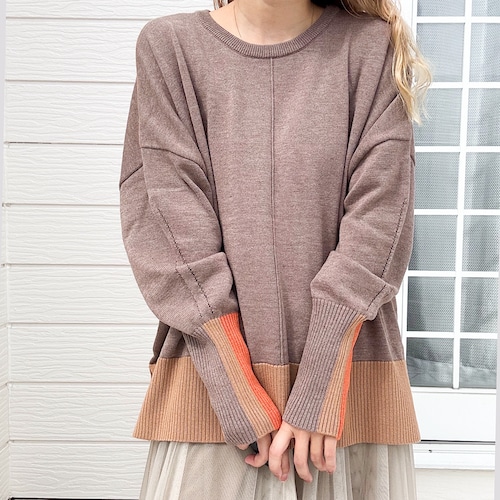 【NET限定カラー】配色リブニット