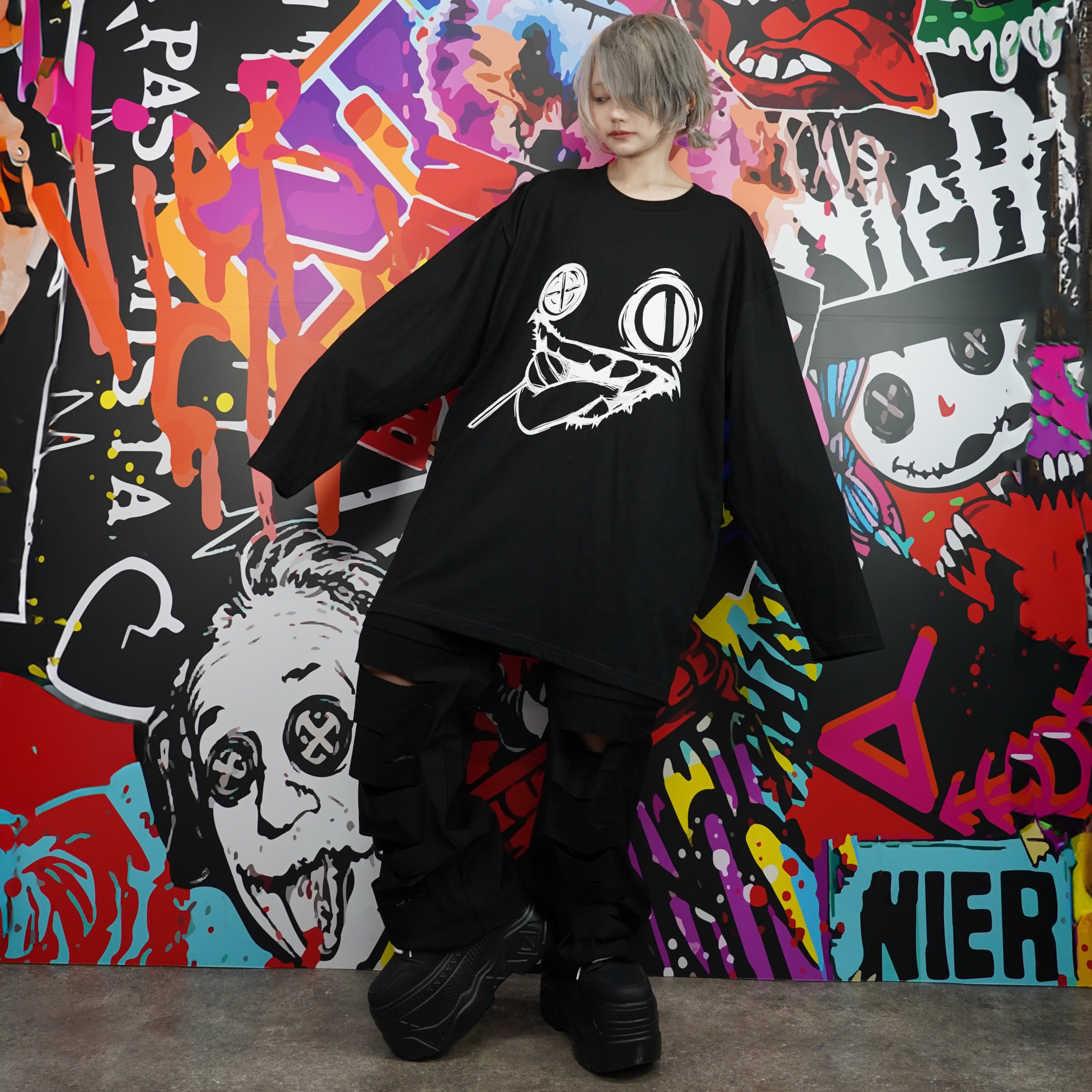 2nd day超大特価》3XL FACE BLACK LONG CUTSEW【LOLLIPOP