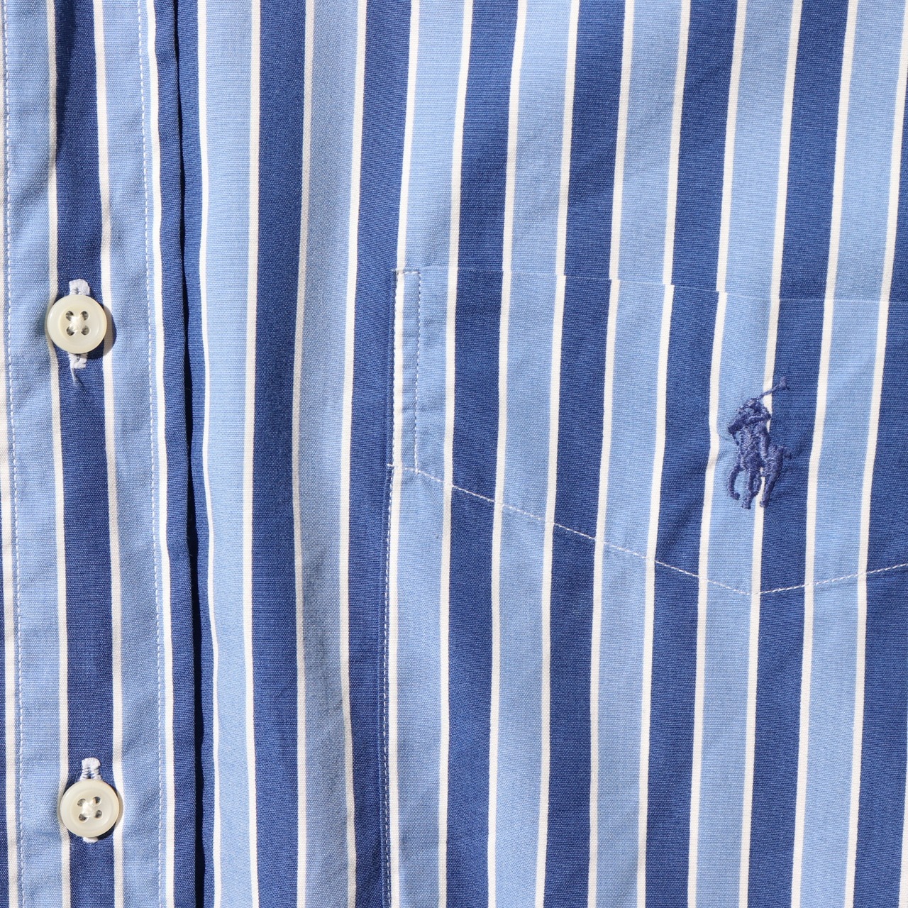 美品 L ビッグポロ ストライプ 青 ブルー ラルフローレン ビッグシャツ 長袖 ralph lauren