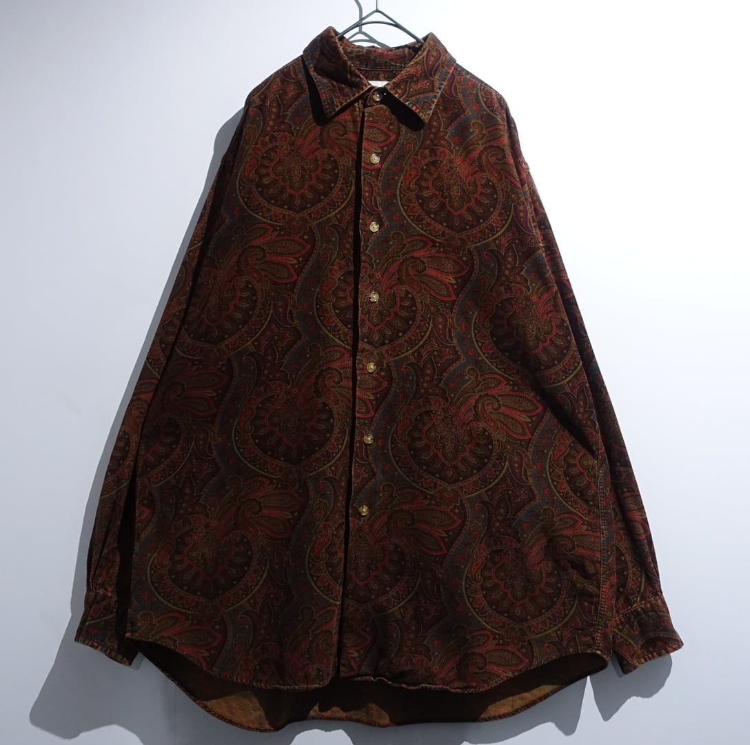 “Brooks Brothers” Brown Paisley Design Corduroy Shirt