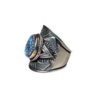 Navajo Derrick Gordon silver golden hill turquoise ring