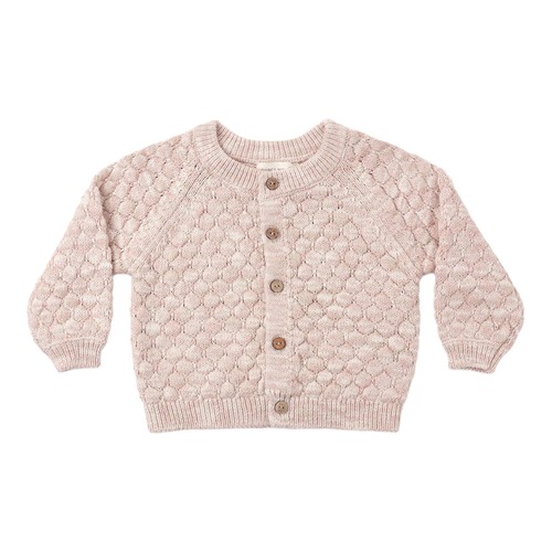 Quincy Mae(クインシーメイ) / 26aw BUBBLE KNIT CARDIGAN  / DUSTY ROSE SPECKLE  / 12-18M・18-24M・2-3Y・4-5Y
