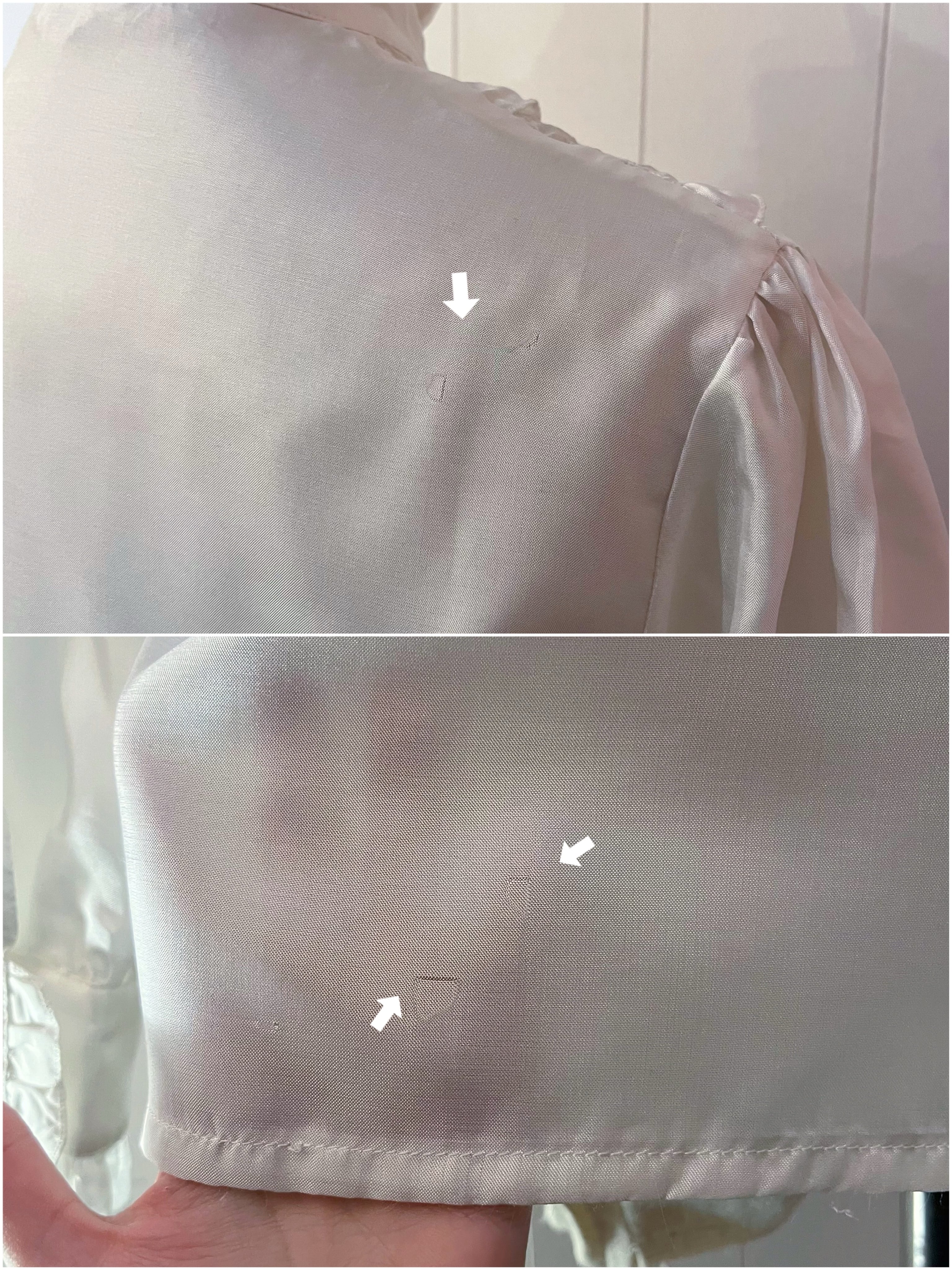 triangle frill mini scarf white blouse