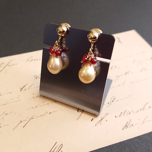 gold-pearl&red-agate《C-68》