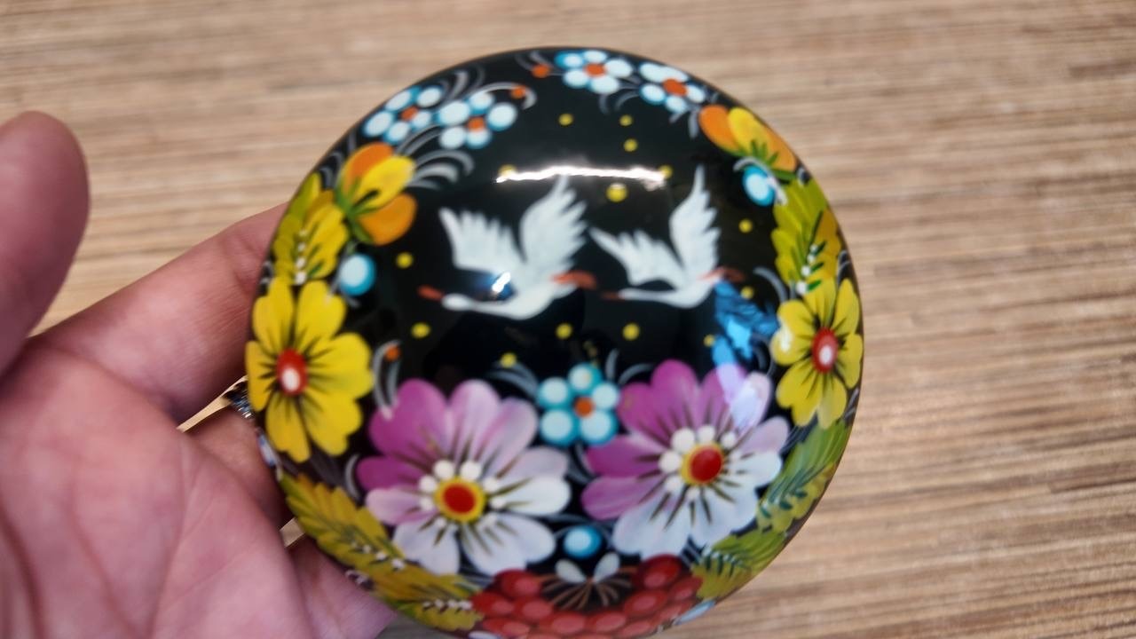 ペトリキウカ塗りのジュエリーボックス（人間国宝ホメンコ作）ウクライナ製 - 14