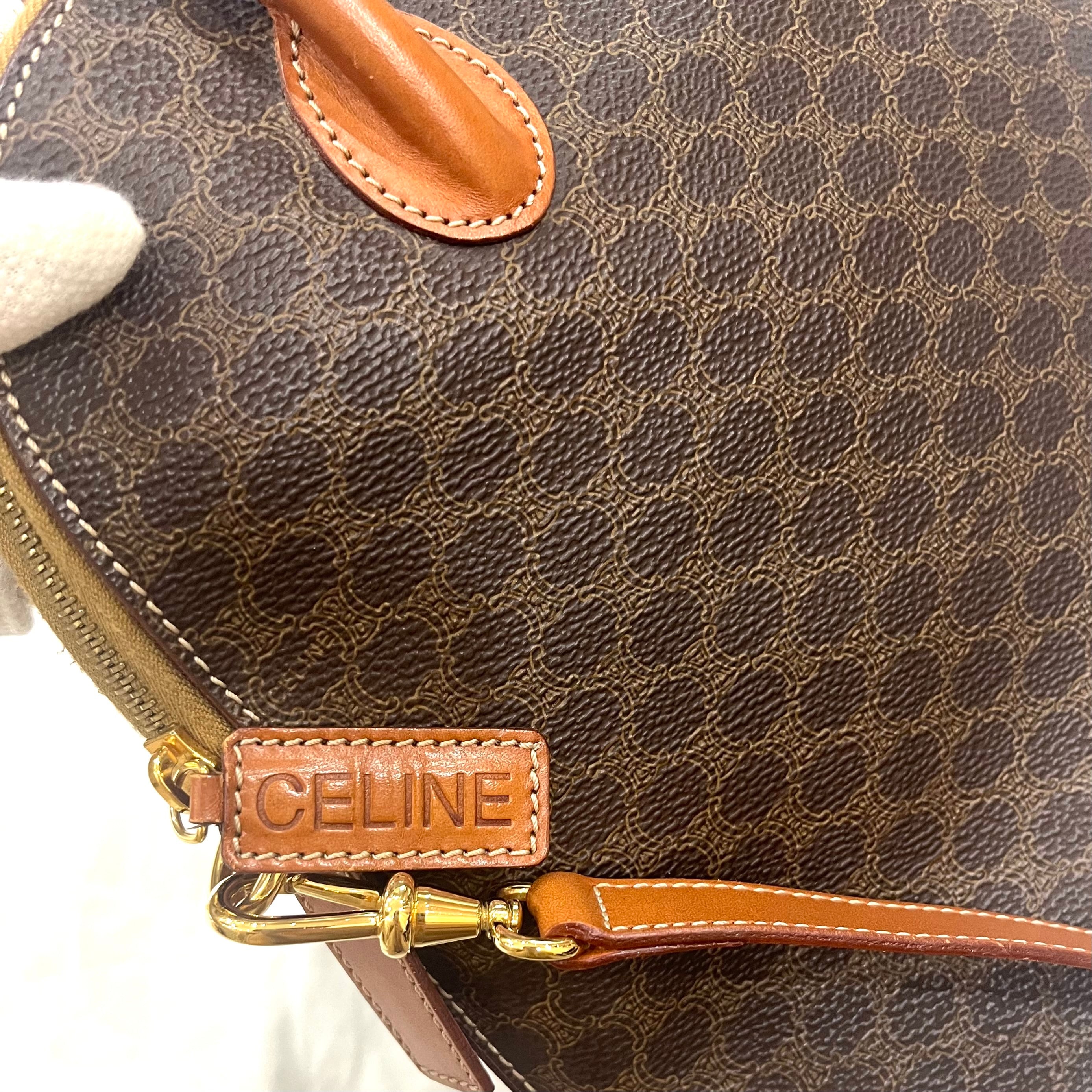 CELINE 2way ハンドバッグ　ボリード　マカダム柄　PVC×レザー CELINE】セリーヌ マカダム柄 2WAYハンドバッグ／ブラウン／PVC×レザー