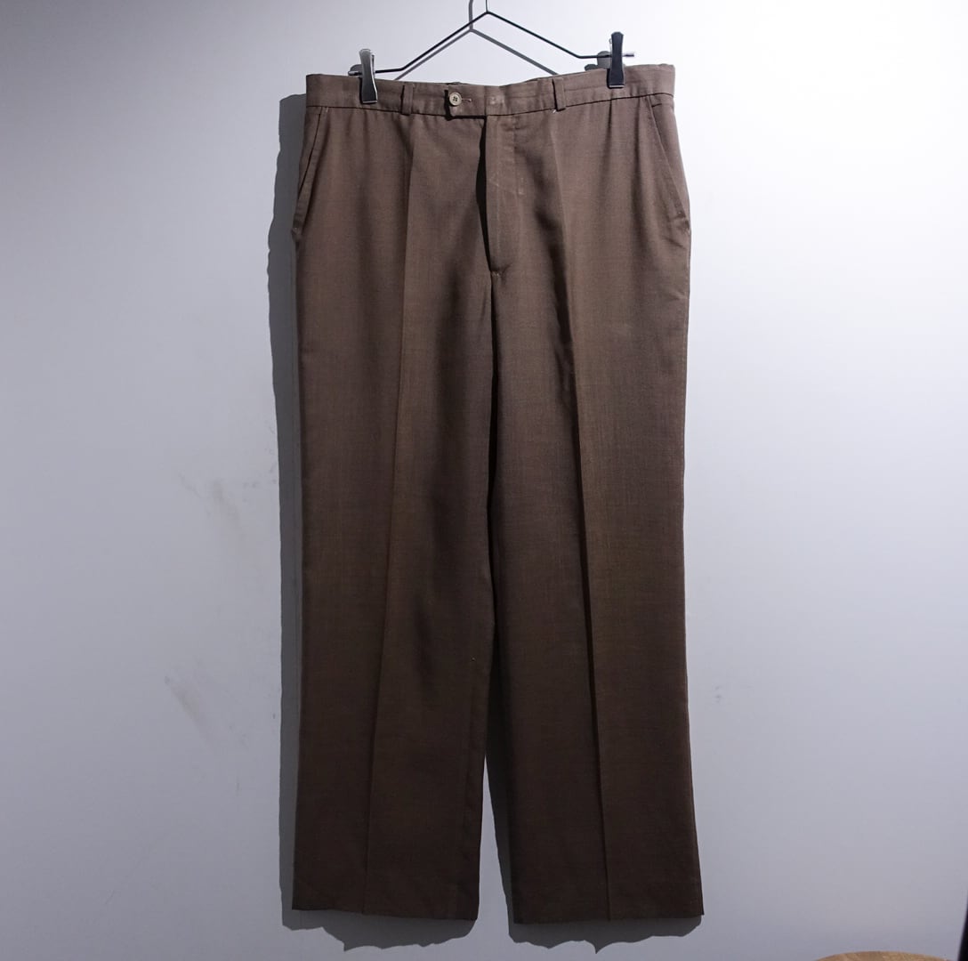 Brown Stitch Design No-tuck Straight Slacks