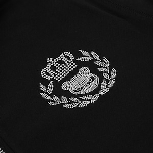 【HIPANDA 】1299/2305　男女兼用 ラインストーン フーディー スウェット UNISEX RHINESTONE HOODIE SWEAT SHIRT / BLACK・BEIGE