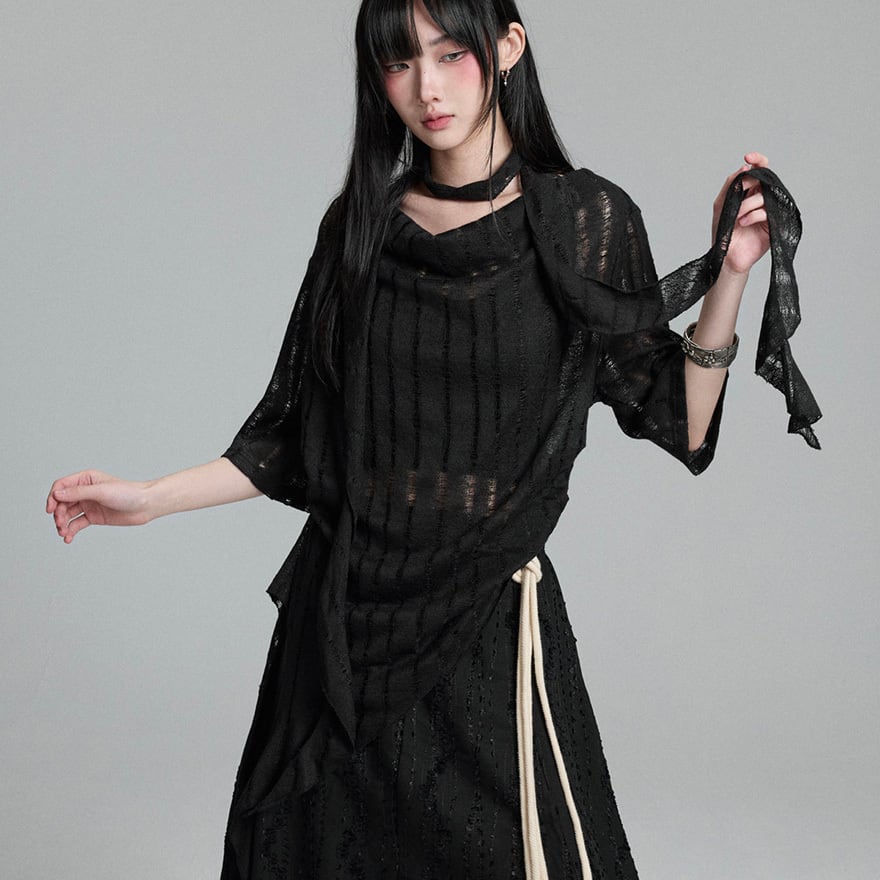 Y*I様 プリントTシャツ　ワンピース　ゴシック　メン地下　地雷系　サブカル サブカル地雷系 中華ゴシック シャツ グランジ系ファッション