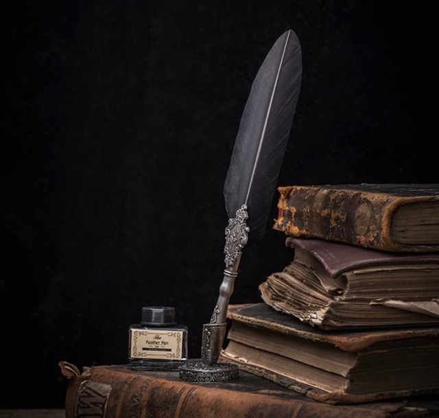 【合計5999円以上で購入可能】Antique Duck Feather Fountain Pen【m1213】アンティーク　ダッグフェザー　万年筆