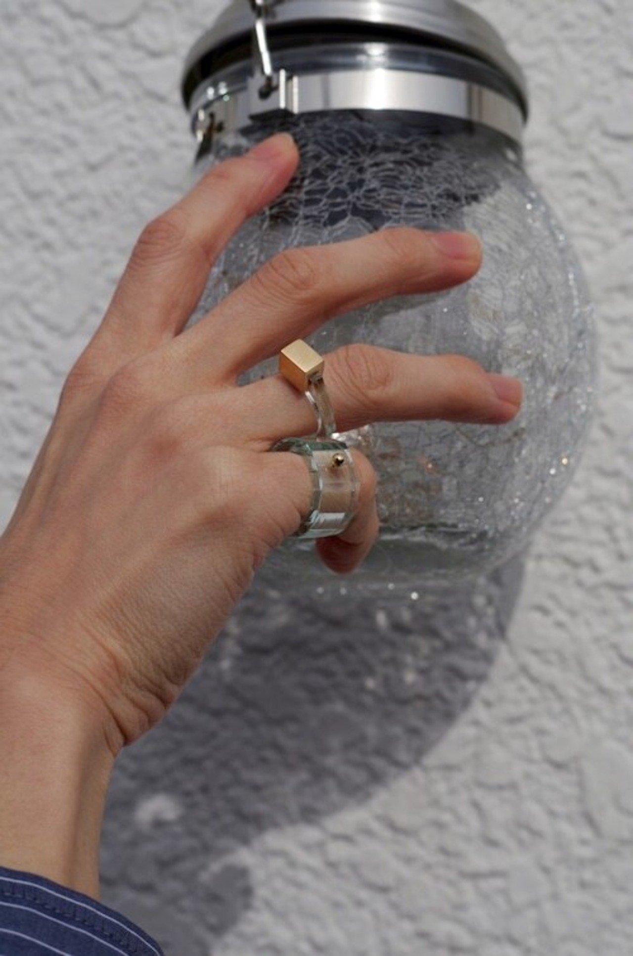 Tema’ Baco - Mizu “trapezoid-ring” G ：Light Blue｜2025SS限定カラー（限定形状）／波の曲線×台形パーツ（Acrylic × SV925＋18Kメッキ）