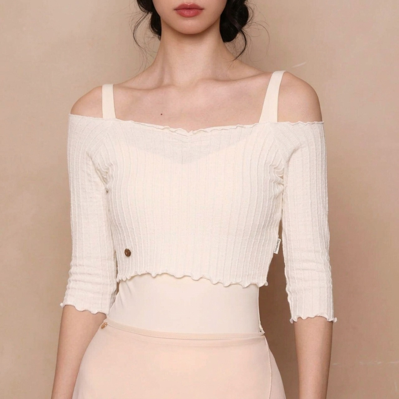 ハーフスリーブ オフショル トップス 2色展開 L1394