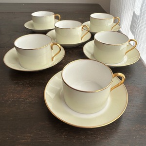 昭和7年大倉陶園　漆蒔技法コーヒーC&S 6客セット