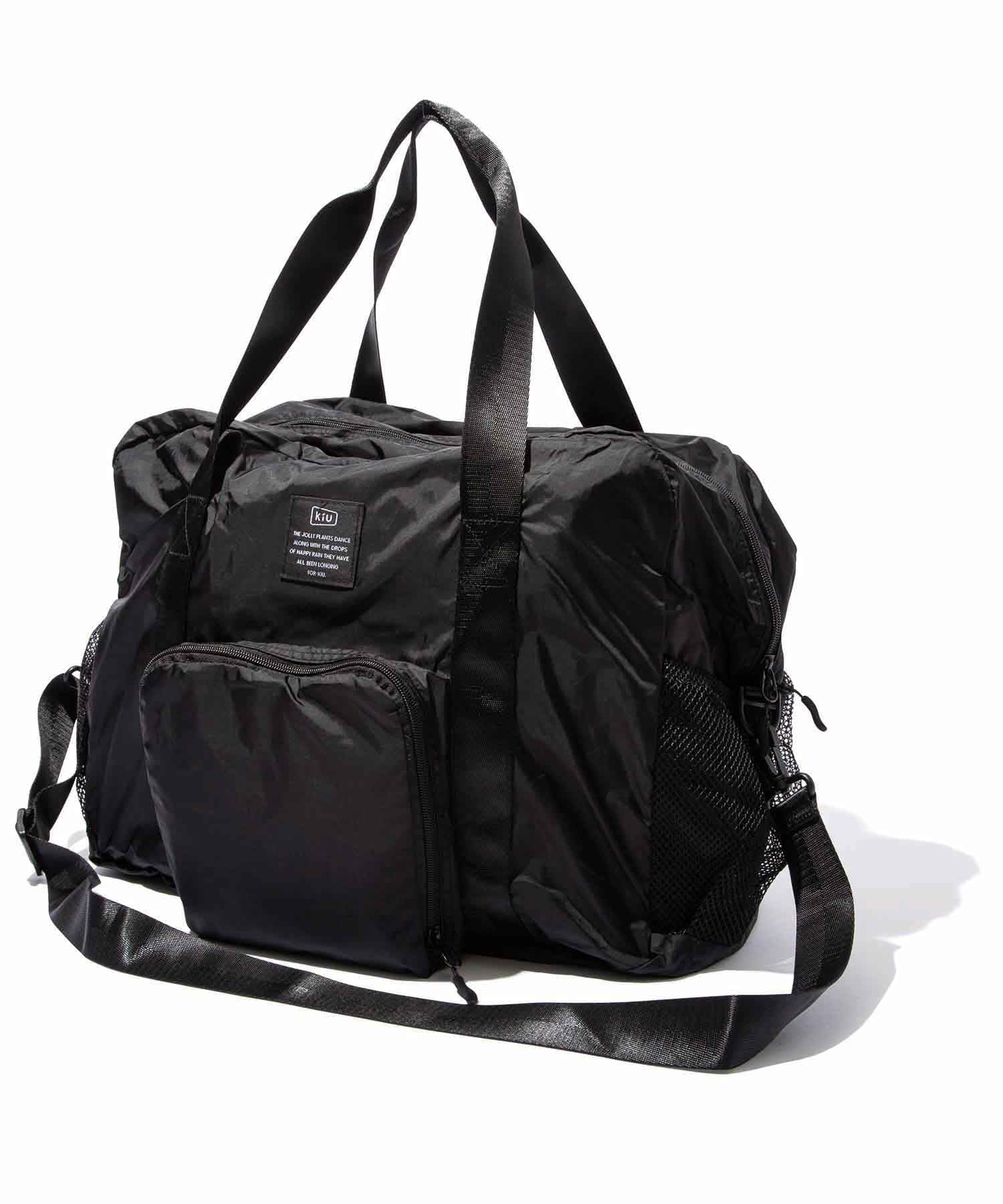 【数量限り】KiU キウ PACKABLE TRAVELING BAG トラベルバッグ 旅行バッグ 大容量 キャリーオン コンパクト キャリーケースに取り付け可能 はっ水 防水 コンパクト かわいい おしゃれ メンズ レディース 男女兼用 パッカブル トラベリングバッグ ブラック K107-900