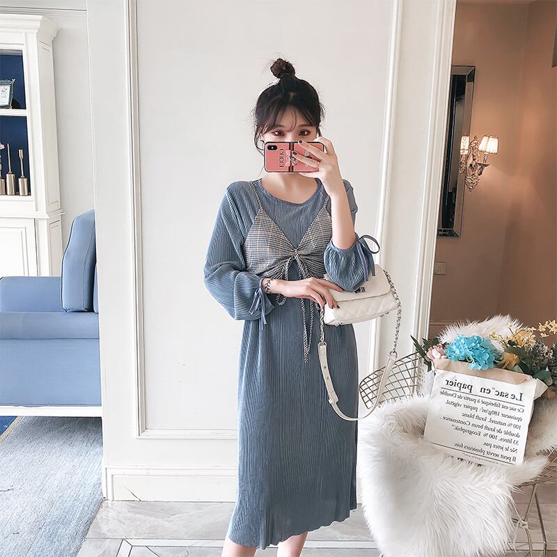 【新作】【送料無料】 マタニティ服Oネックシフォン夏2個マタニティドレスセットルーズスタイリッシュドレス妊婦ママドレス サマー 夏物 AL expec369839029489