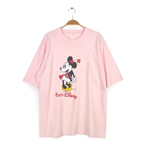 90s ミニーマウス ユーロディズニー ヴィンテージTシャツ キャラクター EURO DISNEY ライトピンク サイズXL 古着 BB0783