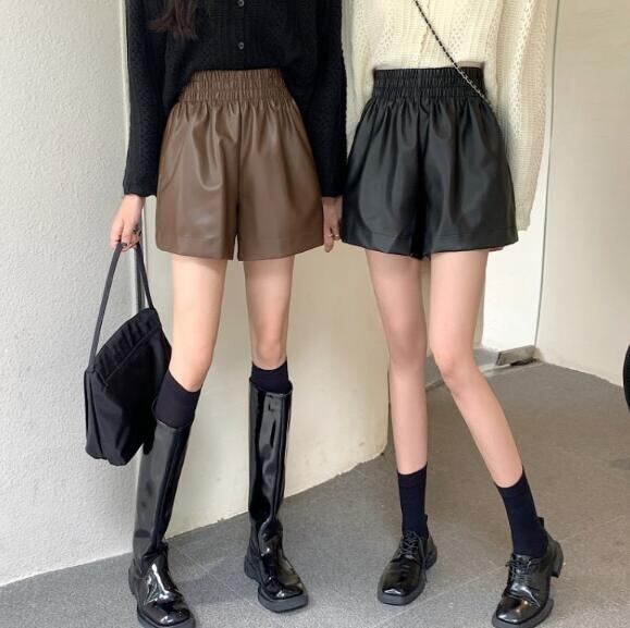 新生活 春新作 レディース ボトムス ショーツ ズボン pu ワイドパンツ