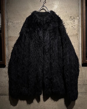 【Caka】  Special Black Long Shaggy Knit Jacket
