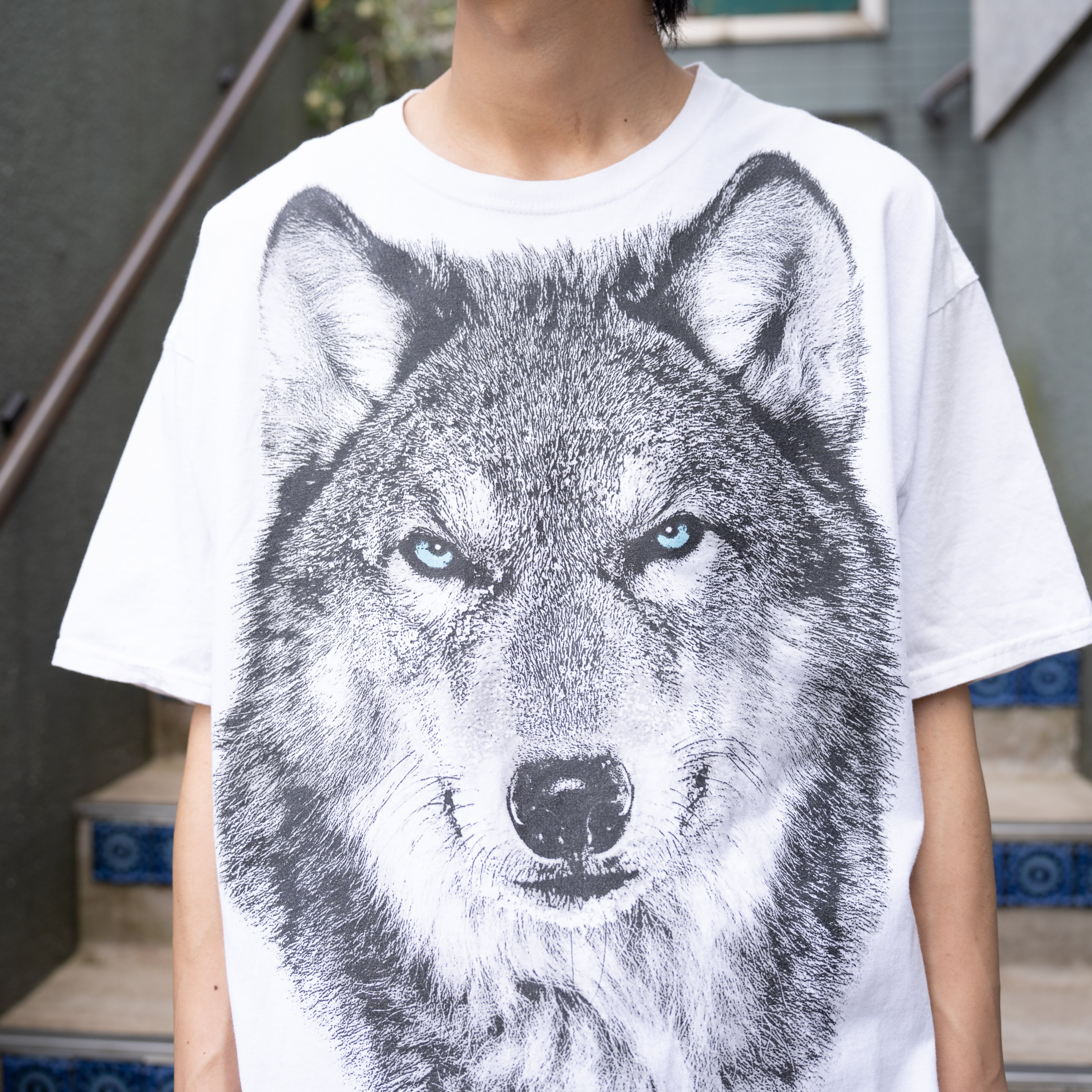 USA VINTAGE DOM WOLF FACE PRINT DESIGN OVER T SHIRT/アメリカ古着 ...