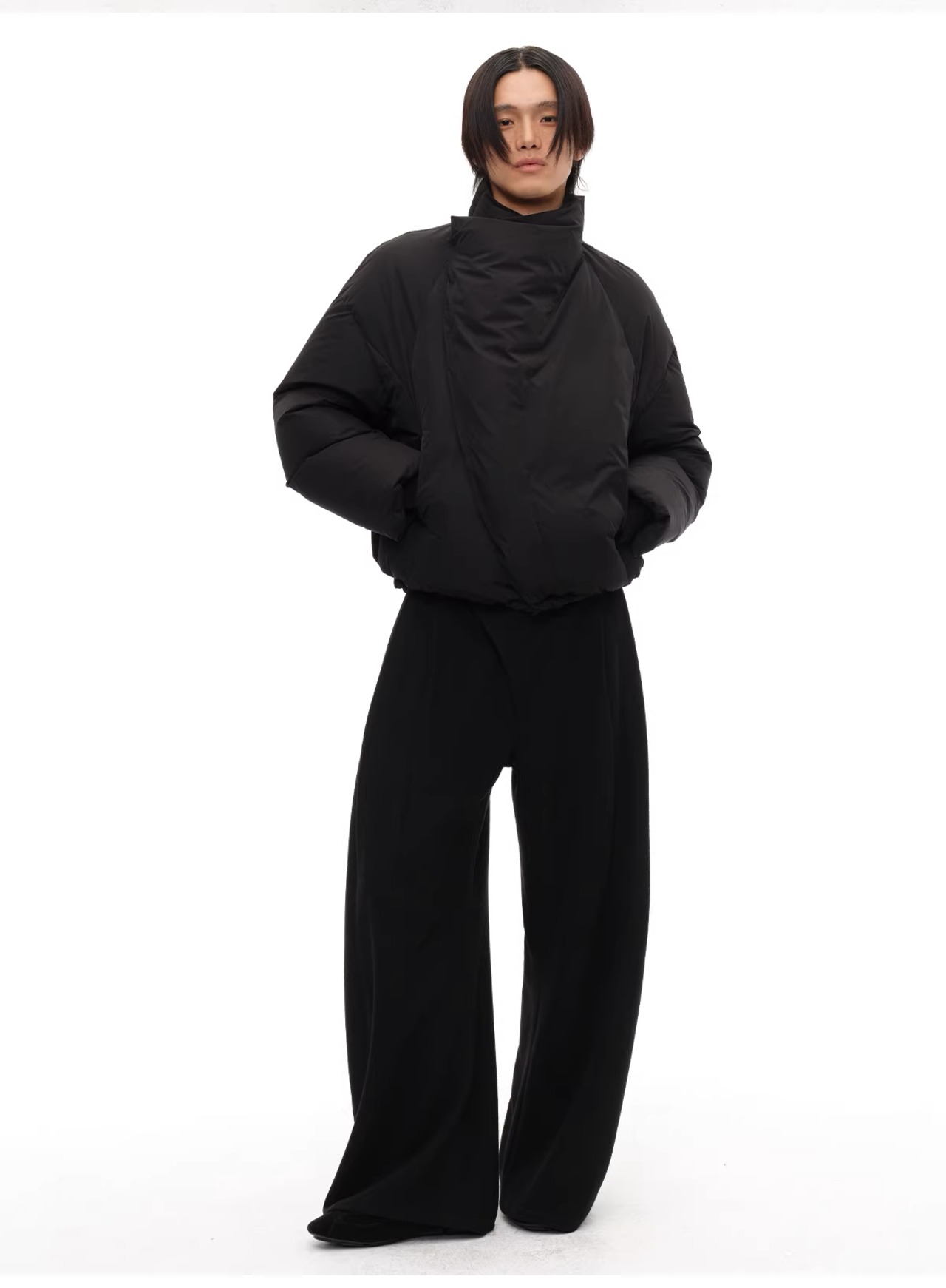 JCAESAR STUDIO Wool Asymmetric Pleated Trousers